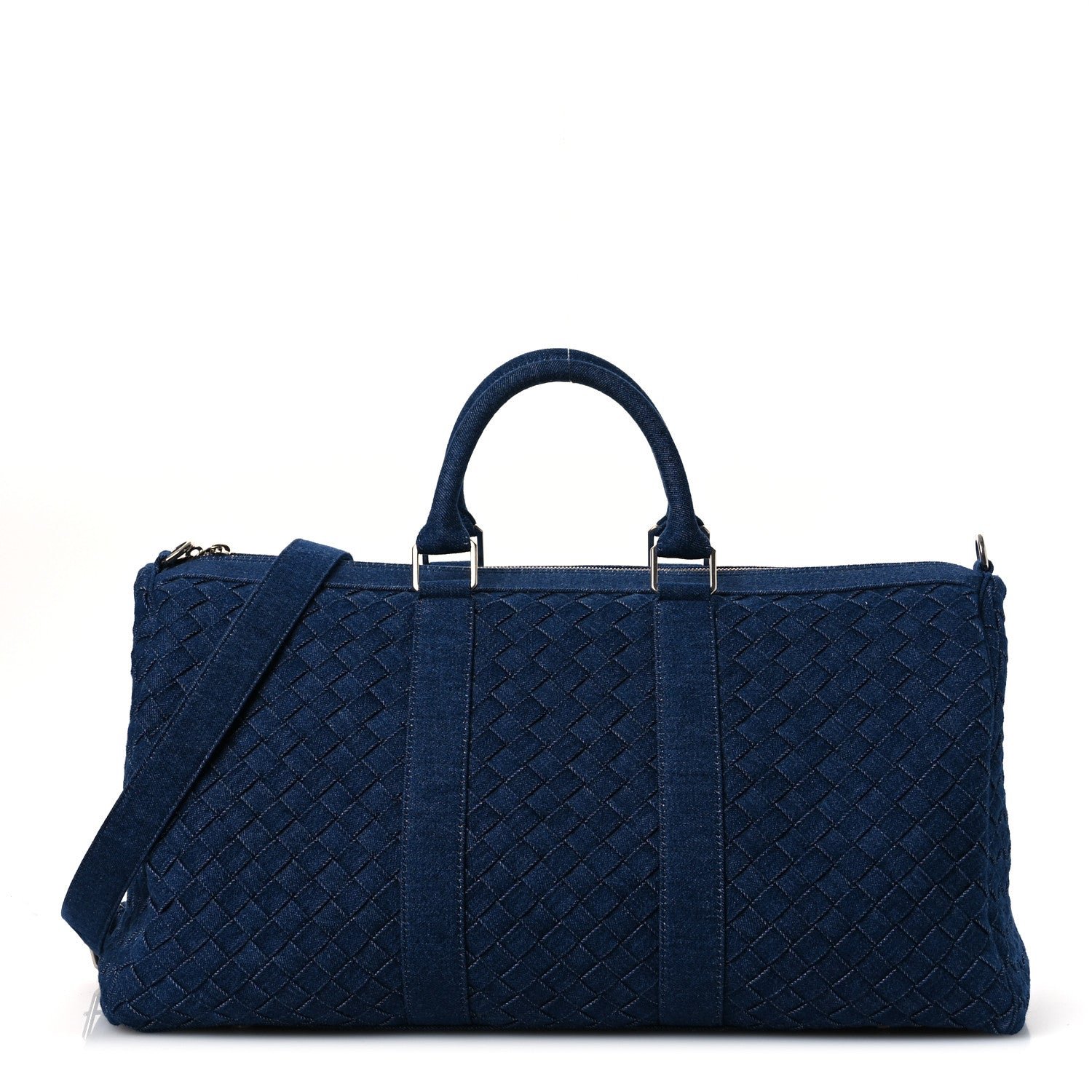 Bottega Veneta Denim Intrecciato Medium Duffle Bag Indigo