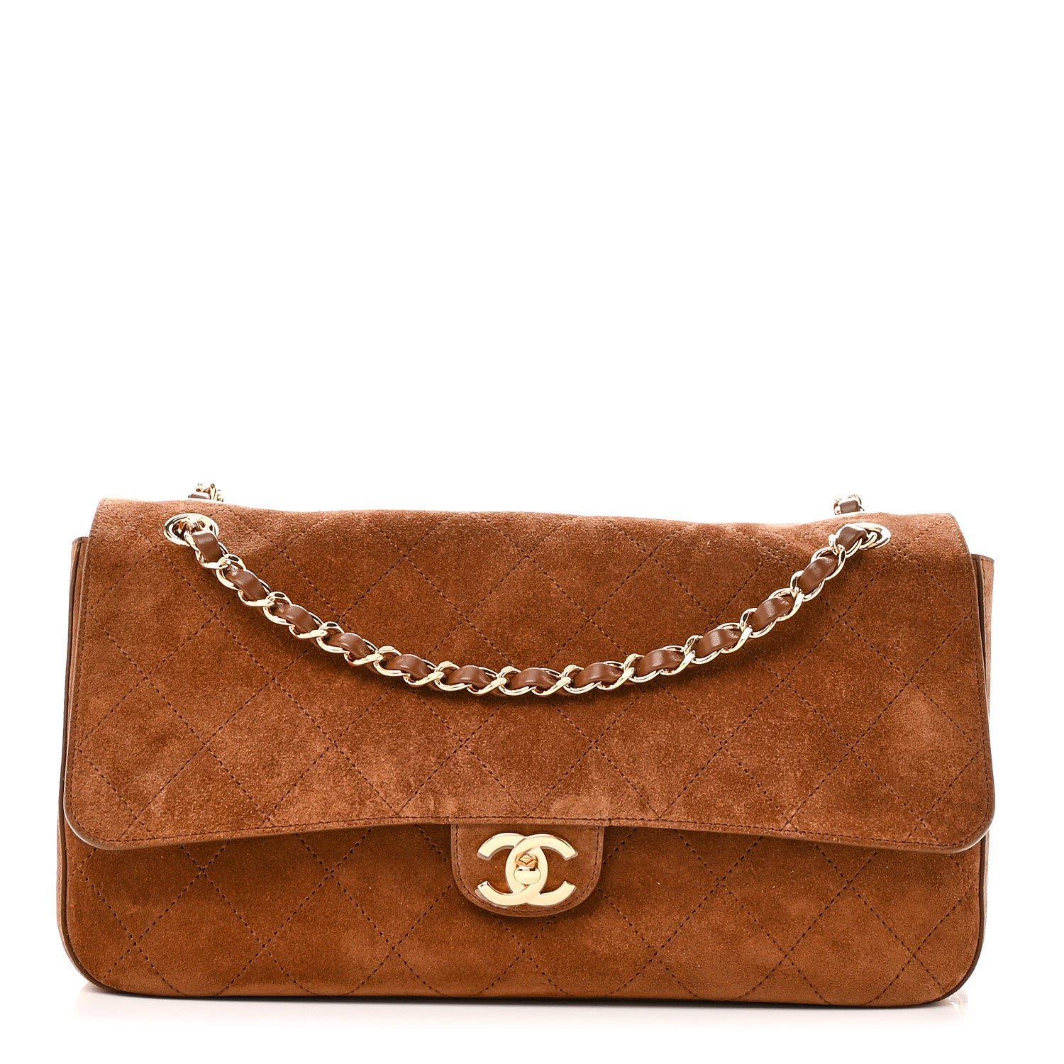 Chanel Suede Calfskin Small Souplissimo Maxi Flap Camel
