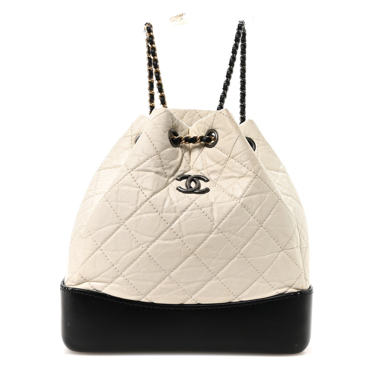 Chanel Aged Calfskin Quilted Small Gabrielle Backpack Black White