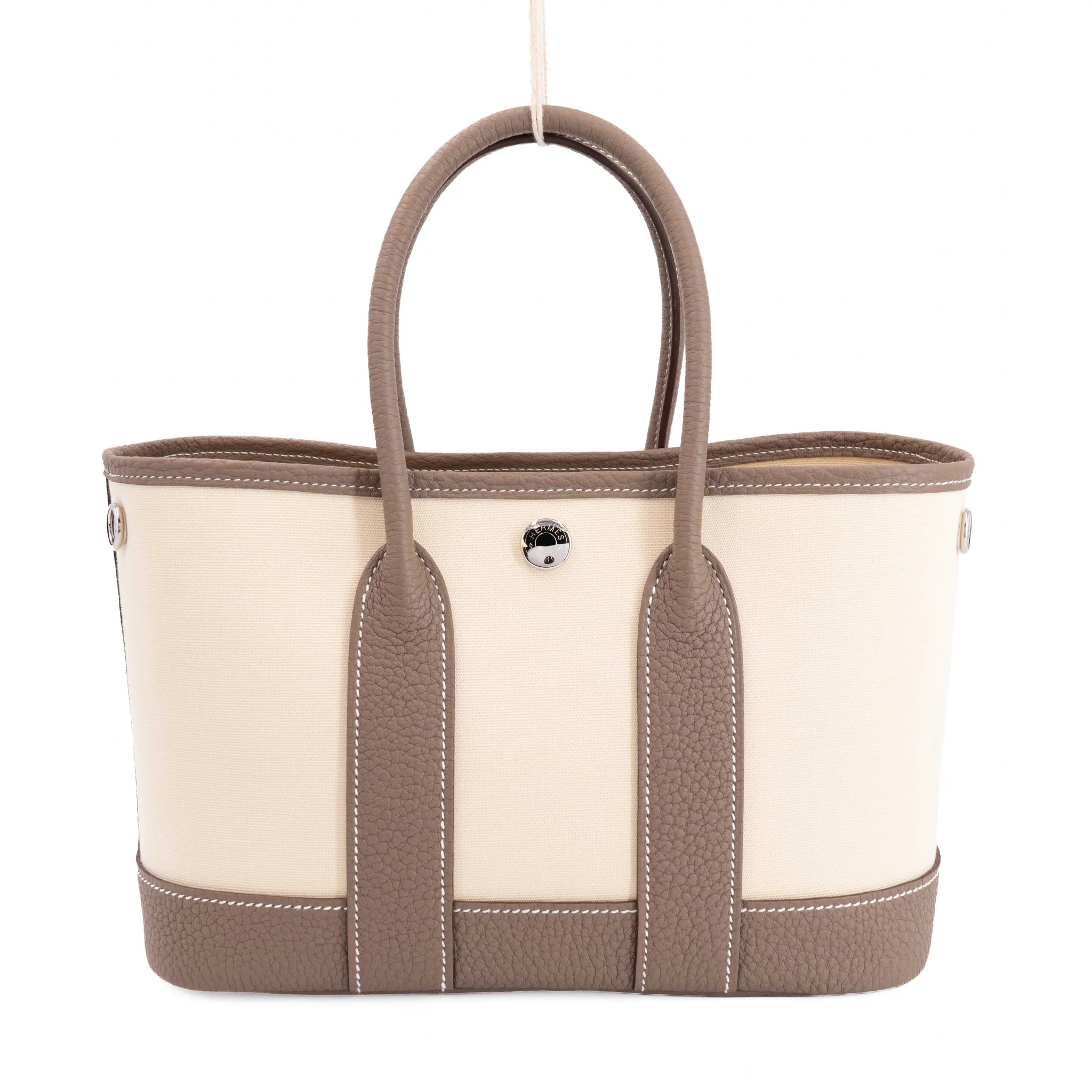 Brand New ( Rank N ) HERMÈS Neo Garden Party 23 Etoupe (18) Vanille (Y1) Toile Officier canvas Negonda Palladium hardware G (2026)
