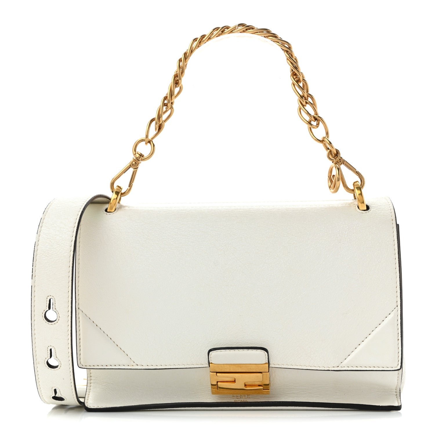Fendi Agnello Old Shine F is Fendi Kan U Shoulder Bag White