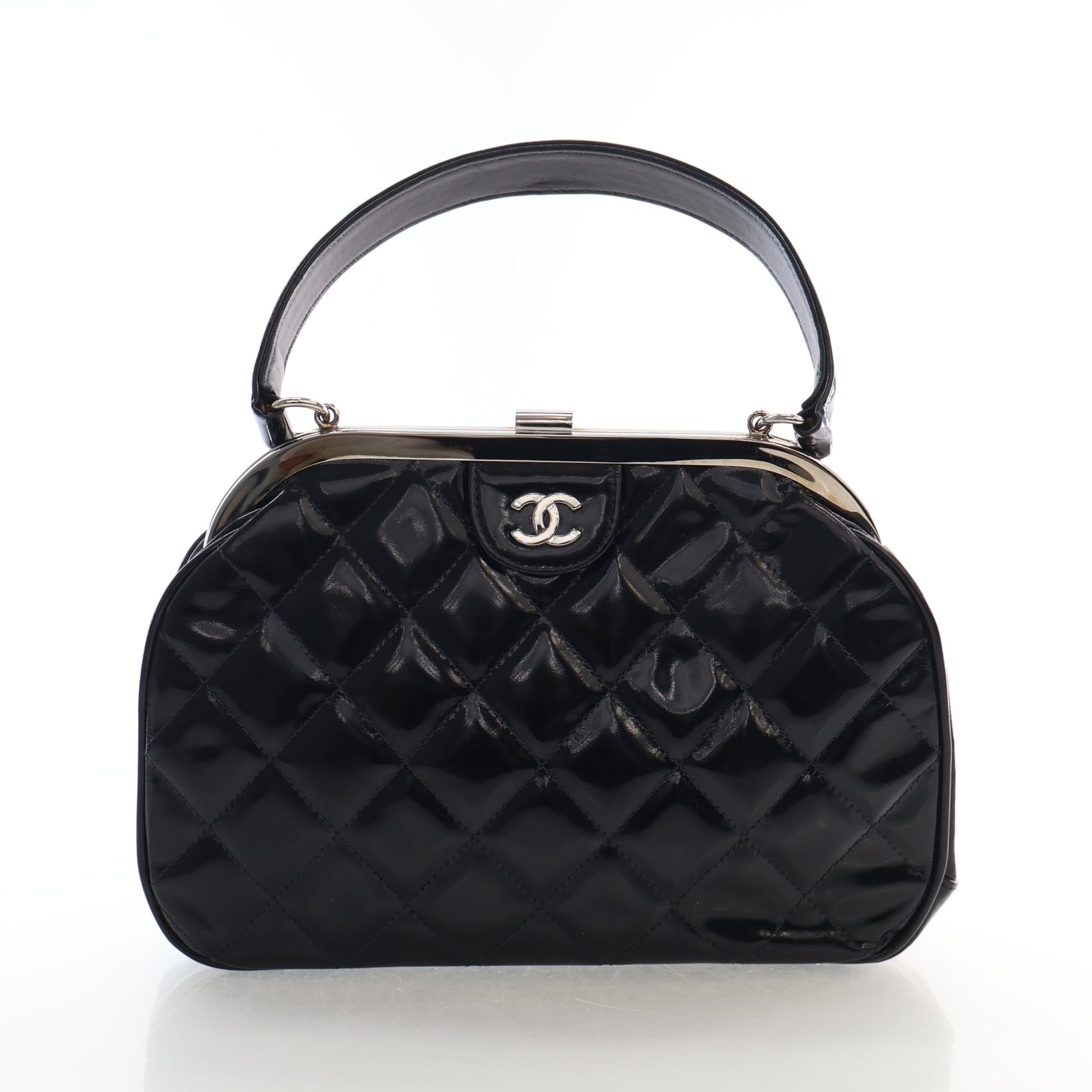 Chanel Vintage Patent Top Handle Kisslock Frame Bag