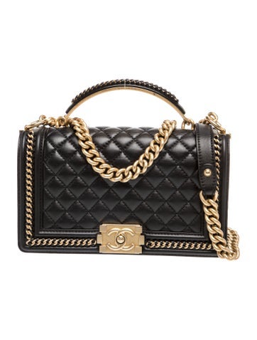 Quilted Medium Chain Around Boy Top Handle Bag