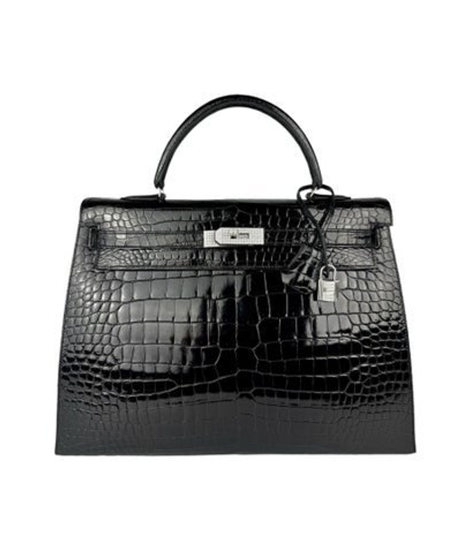 Hermes Shiny Porosus Crocodile Diamond Kelly Sellier 35