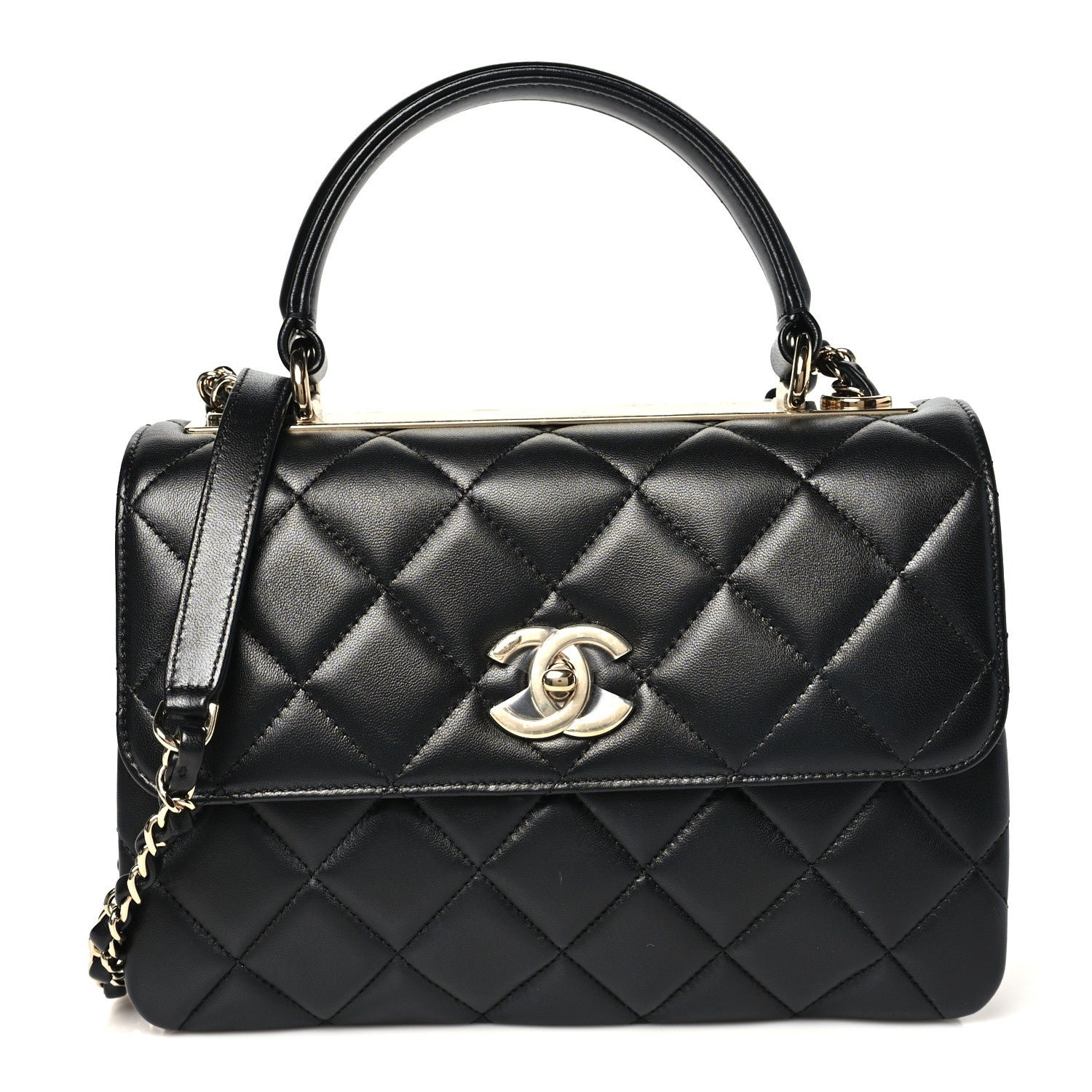 Chanel Lambskin Quilted Small Trendy CC Dual Handle Flap Bag Black