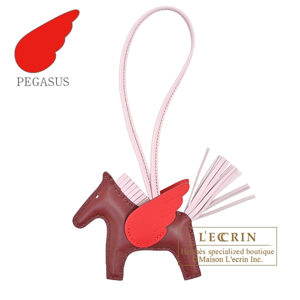 Hermes Rodeo charm Pegasus PM Rouge H/Mauve pale/Rouge coeur Agneau/Swift leather