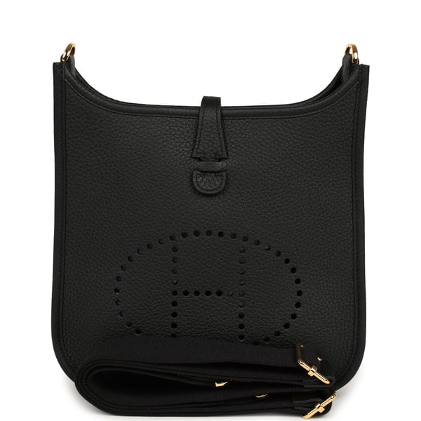 Hermes Evelyne 23 Black Clemence Gold Hardware