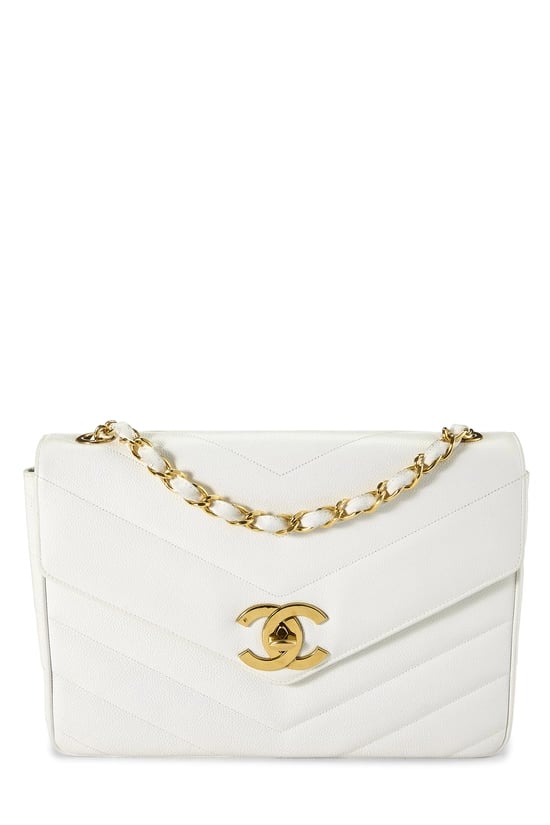 White Caviar Chevron Flap Jumbo