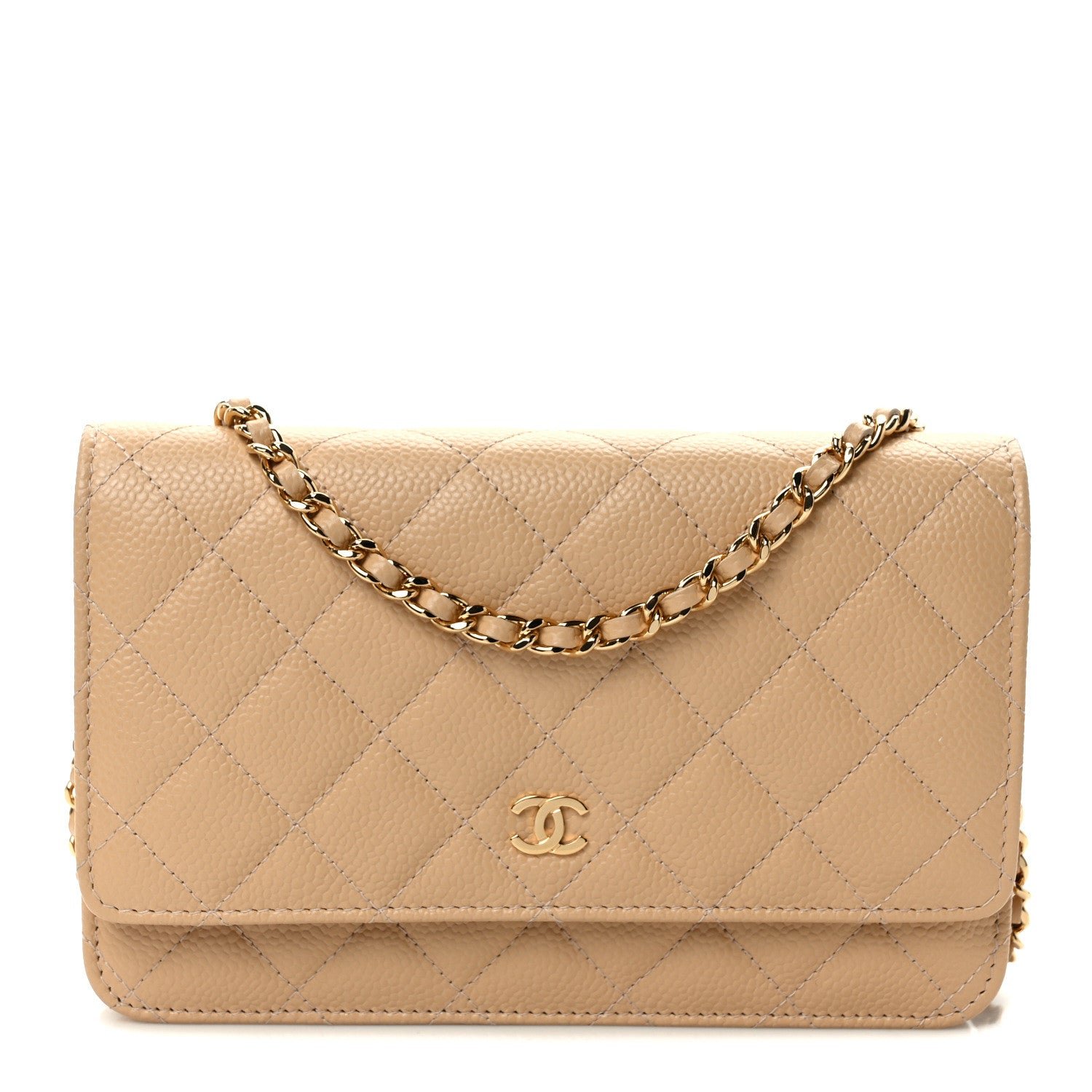Chanel Caviar Quilted Wallet On Chain WOC Beige