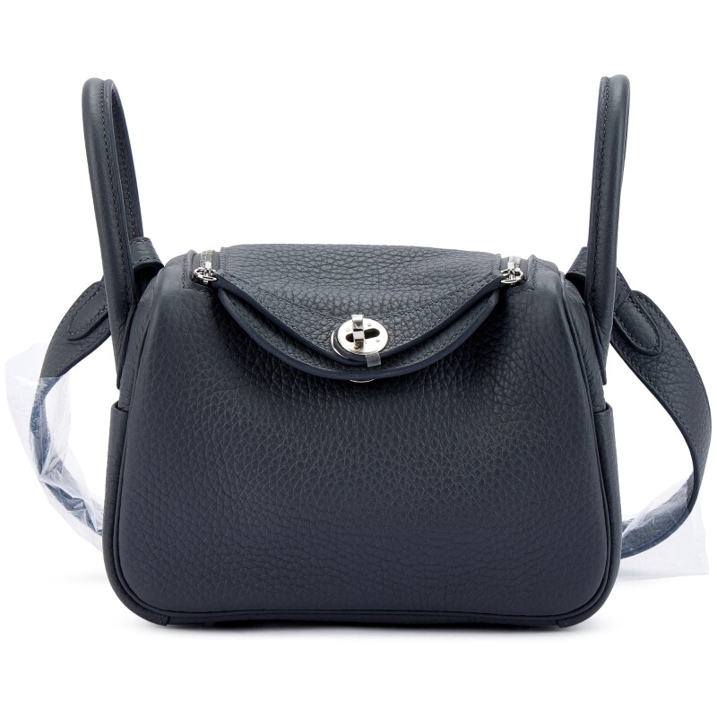 Hermes Ardoise Clemence Mini Lindy II Palladium Hardware, 2024