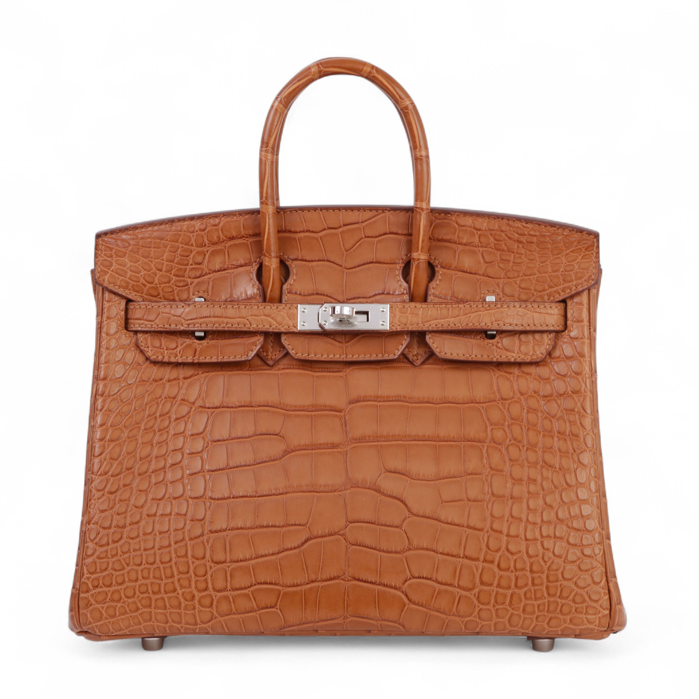 Hermes Unused ( Rank NS ) HERMÈS Birkin 25 Gold (37) Matte Alligator Palladium hardware W (2024)
