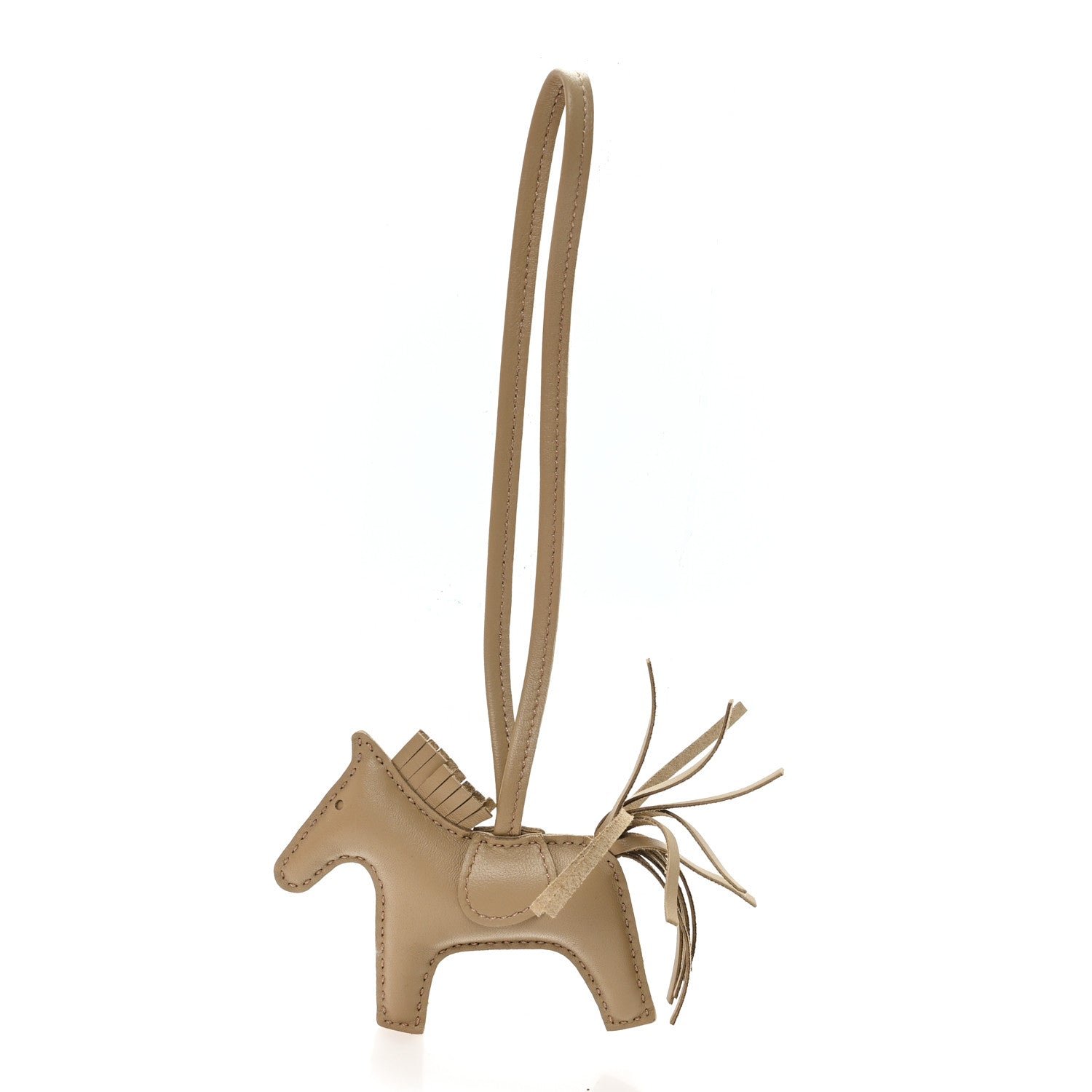 Hermes Hermes Milo Lambskin Grigri Rodeo Horse Bag Charm PM Beige Marfa