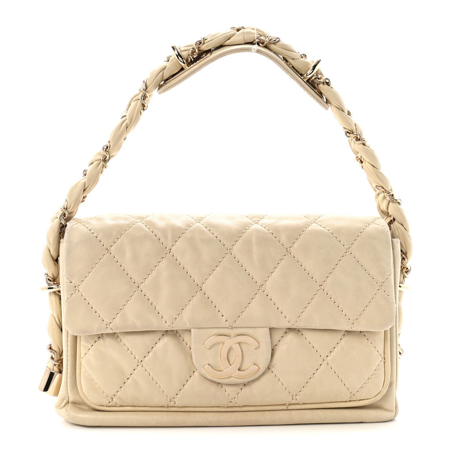 Chanel Lambskin Small Lady Braid Flap Light Beige