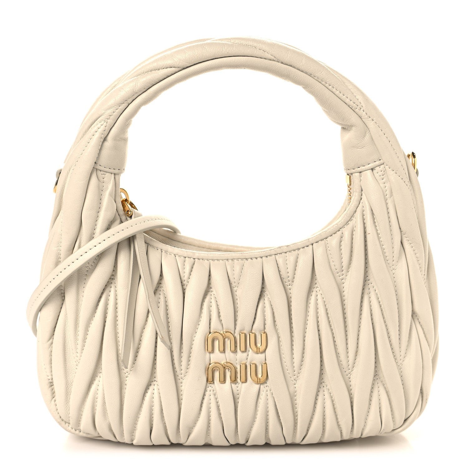 Miu Miu Nappa Matelasse Small Wander Hobo White