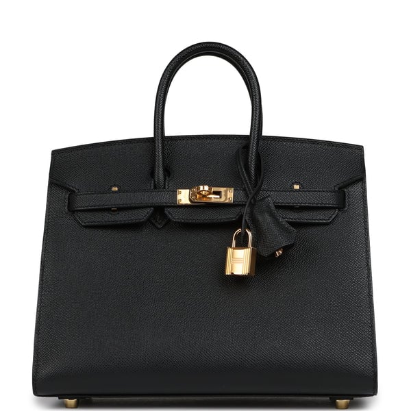 Hermes Birkin Sellier 25 Black Epsom Gold Hardware