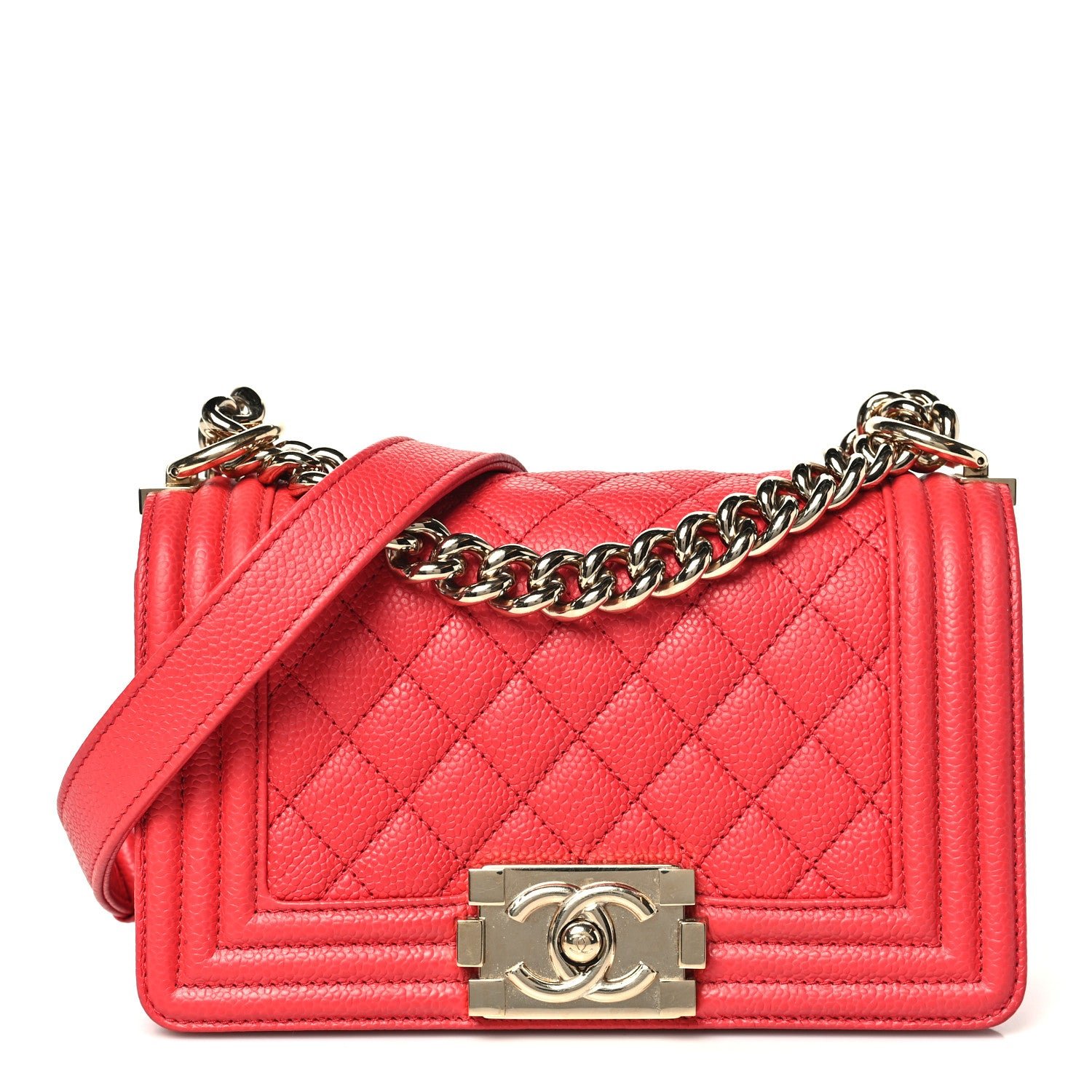 Chanel Caviar Quilted Small Boy Flap Red