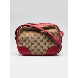 Gucci Beige/Red GG Canvas Bree Mini Crossbody Bag