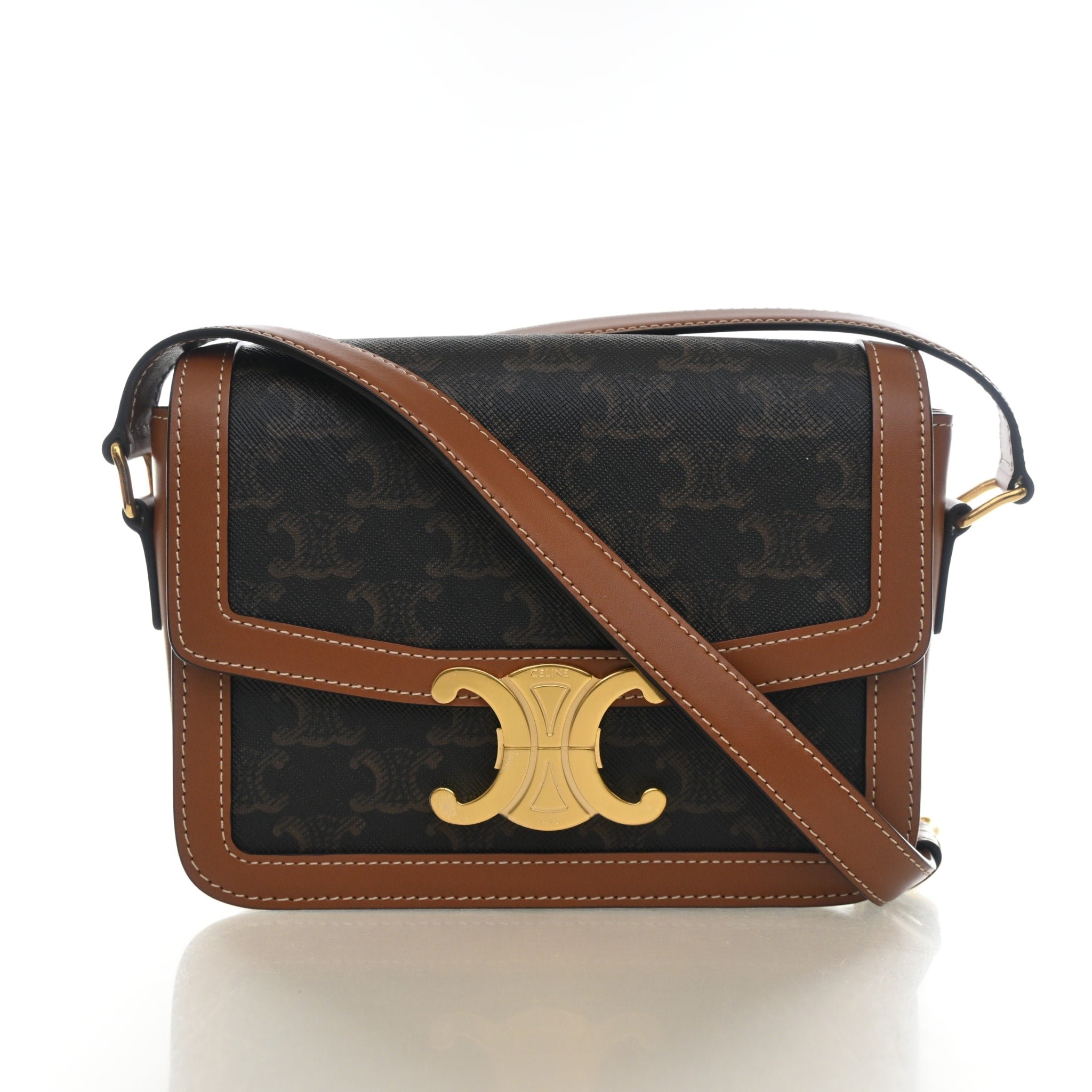 Celine Teen Triomphe Canvas Triomphe Flap Bag