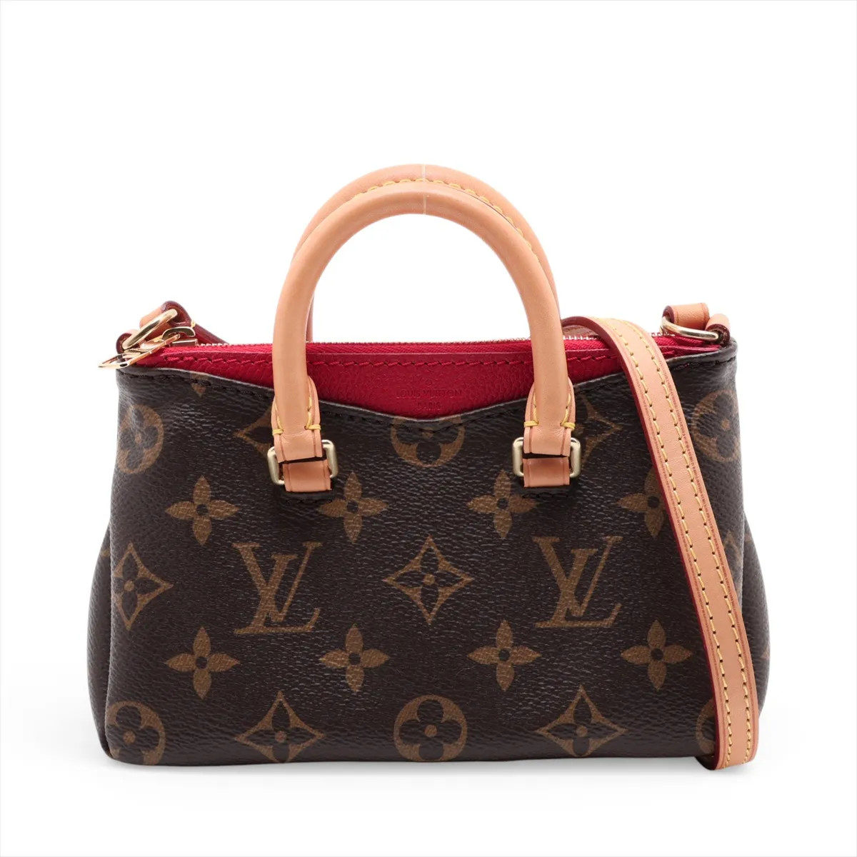 Louis Vuitton monogram x leather Nano Palace M61254 Brown x red