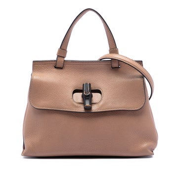 Small Calfskin Bamboo Daily Satchel