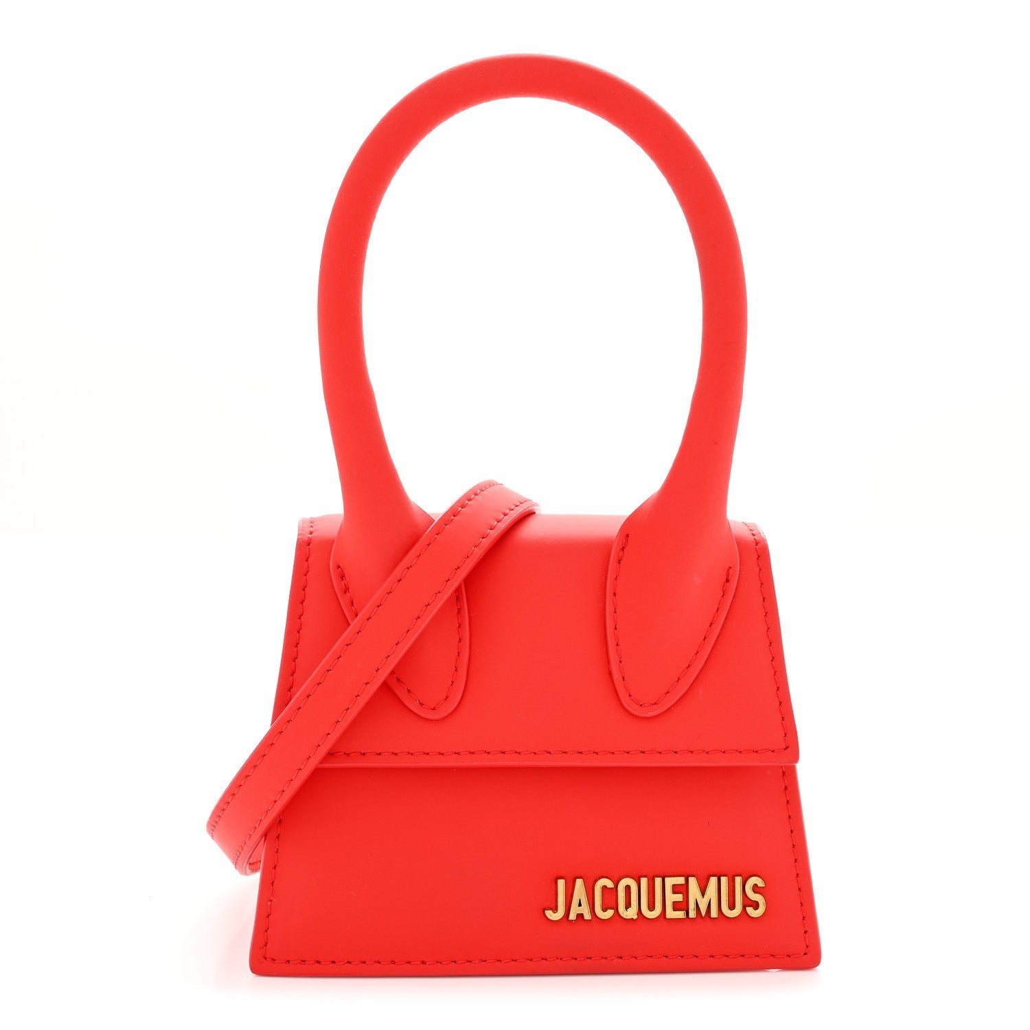 Jacquemus Rubberized Calfskin Le Chiquito Moyen Red