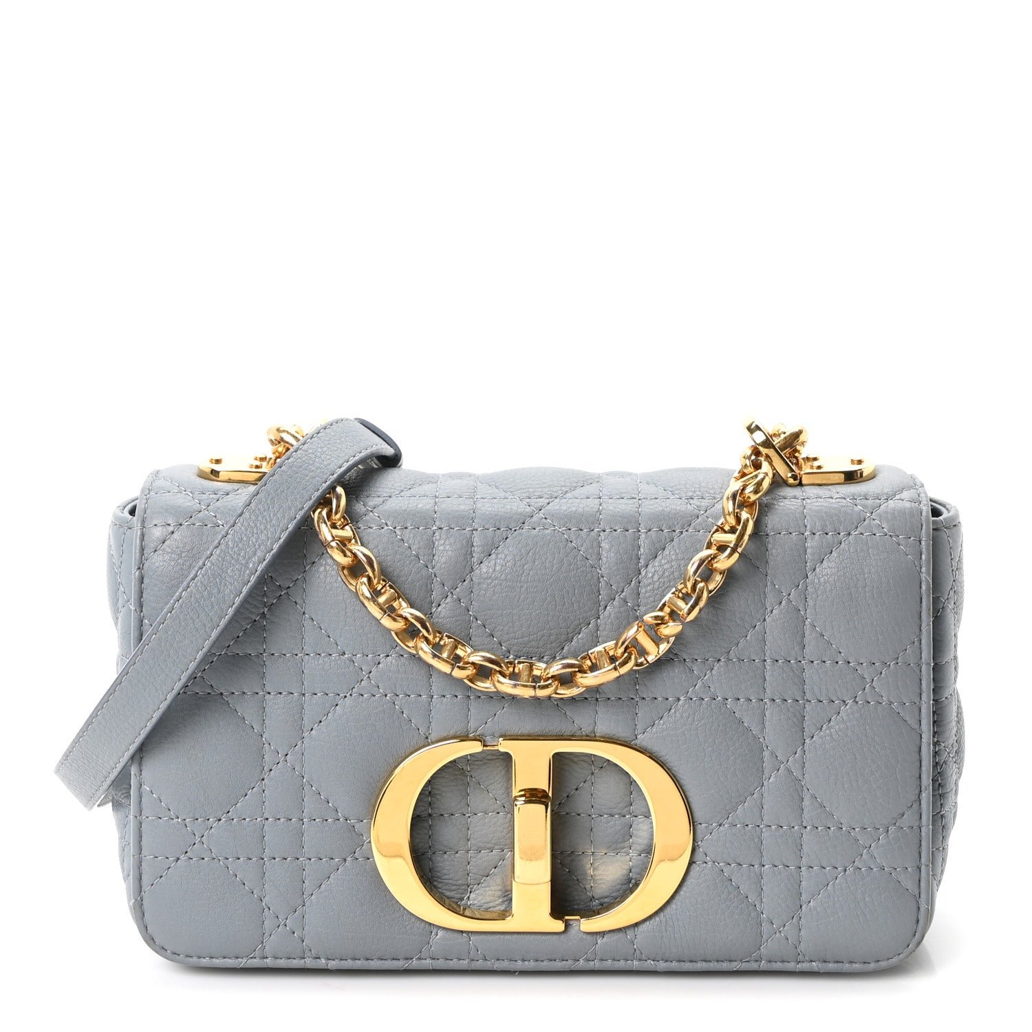 Christian Dior Calfskin Cannage Small Caro Bag Cloud Blue