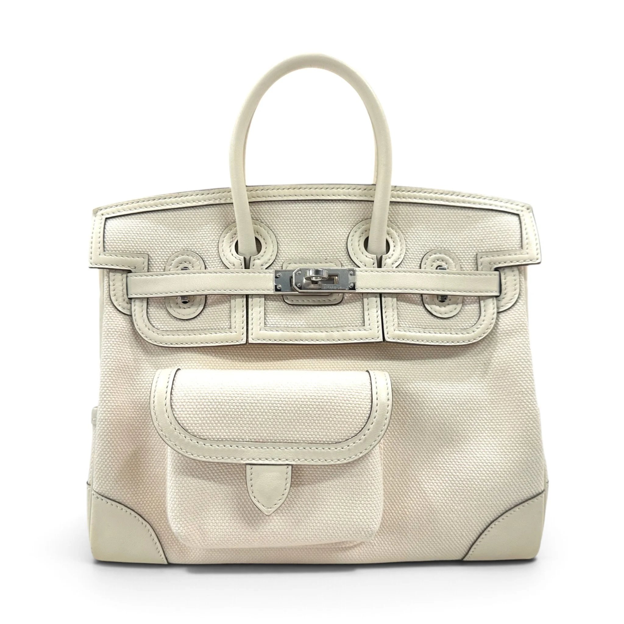 Hermes Limited Edition Birkin Cargo 25 Nata (I2) Canvas Swift Palladium hardware Z (2021)