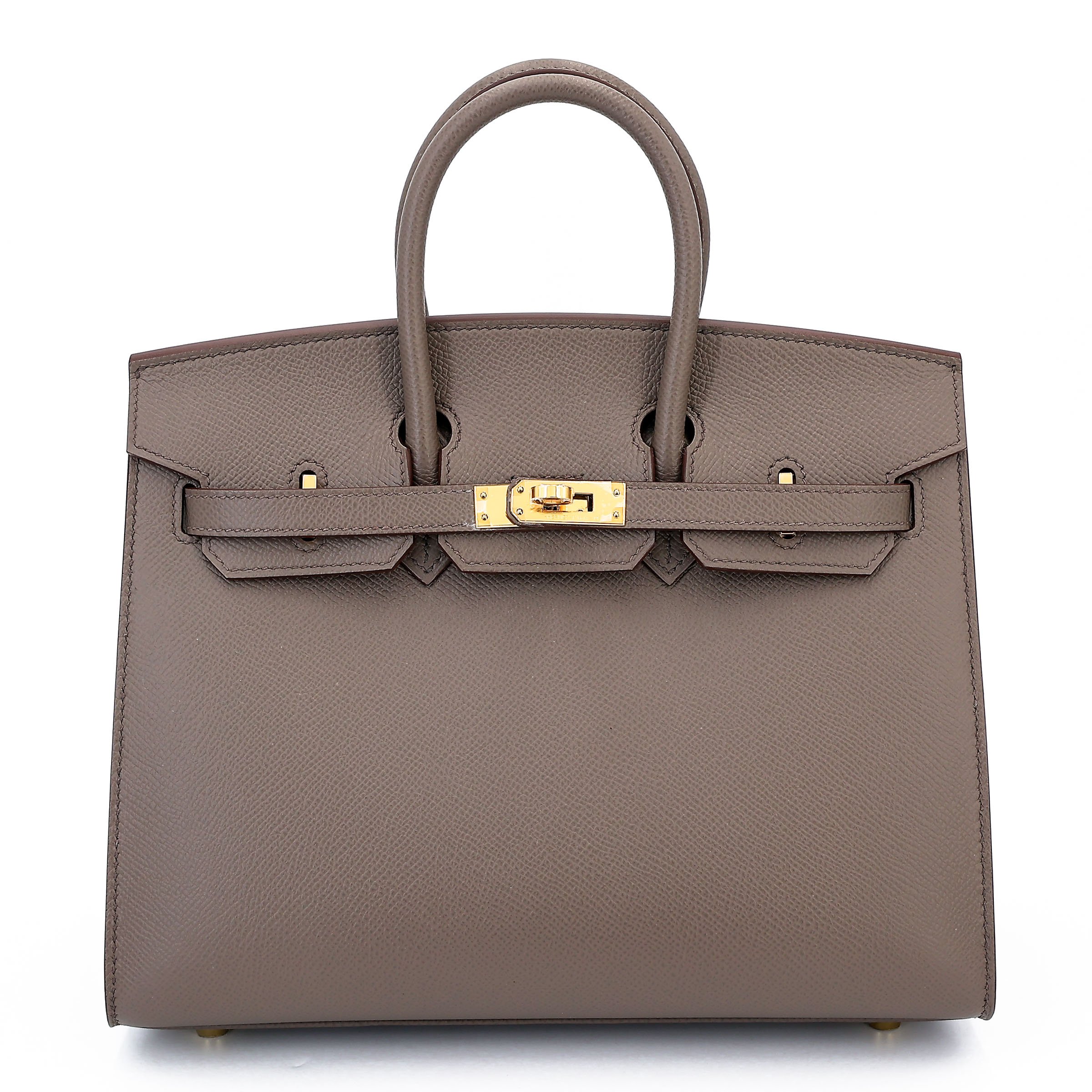 Hermes Unused ( Rank NS ) HERMÈS Birkin 25 sellier Etain (8F) Epsom Gold hardware Z (2021)