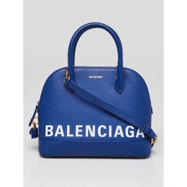 Balenciaga Balenciaga Blue Stamped Calfskin Leather Small Ville Satchel Bag