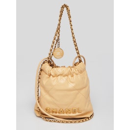 Chanel Beige Quilted Calfskin Leather Chanel 22 Mini Bag