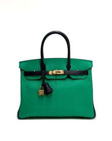 Hermes HSS Vert Jade and Navy Mysore Birkin 30 Gold Hardware, 2023