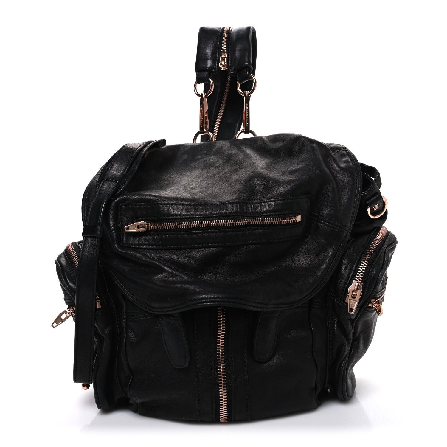 Alexander Wang Lambskin Marti Backpack Bag Washed Black Rose Gold Hardware