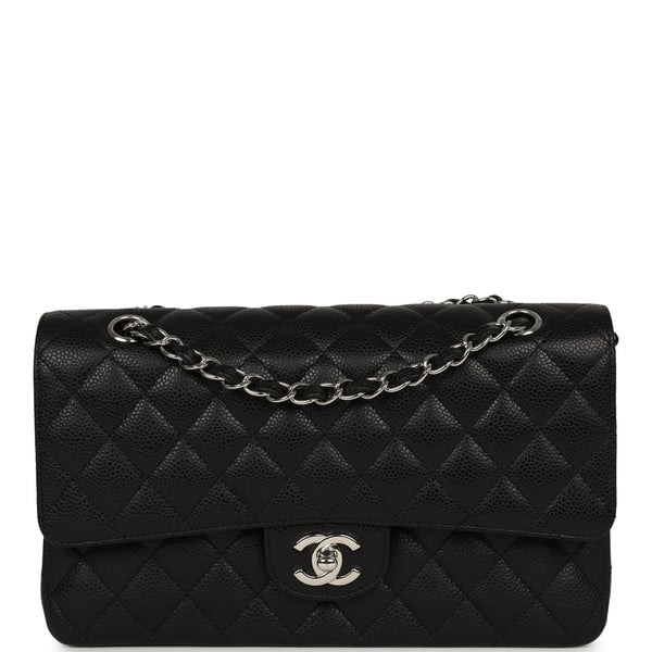 Chanel Medium Classic Double Flap Black Caviar Silver Hardware