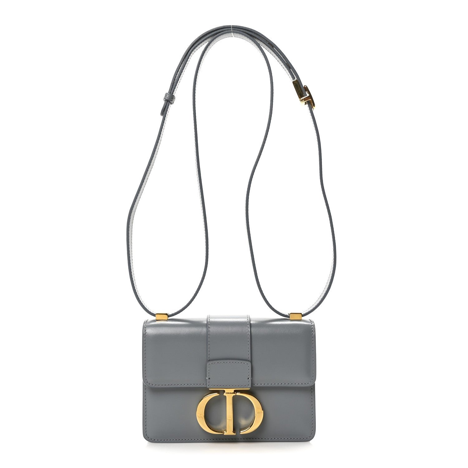 Dior Smooth Calfskin Micro 30 Montaigne Flap Bag Blue Grey