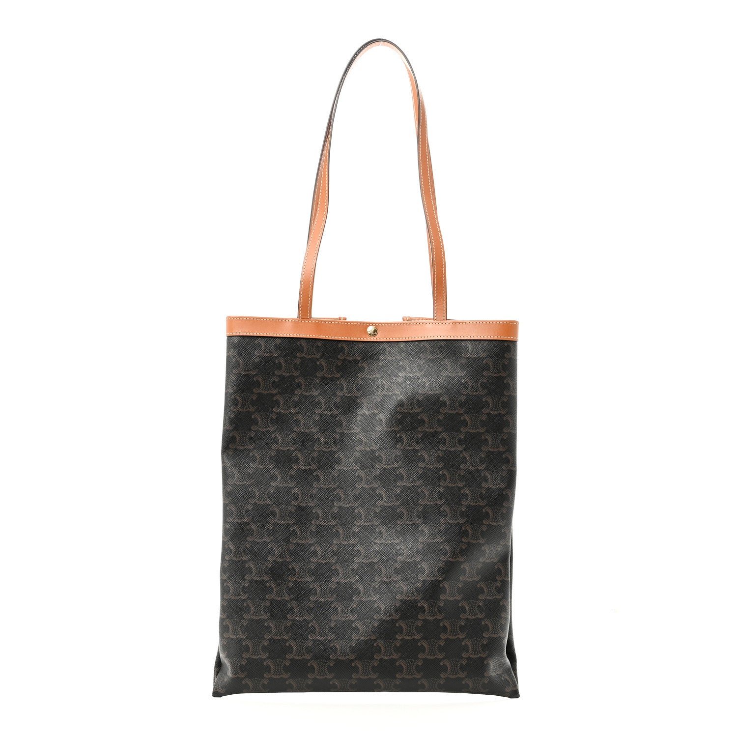 Celine Triomphe Canvas Calfskin Flat Shopper Tote Honey