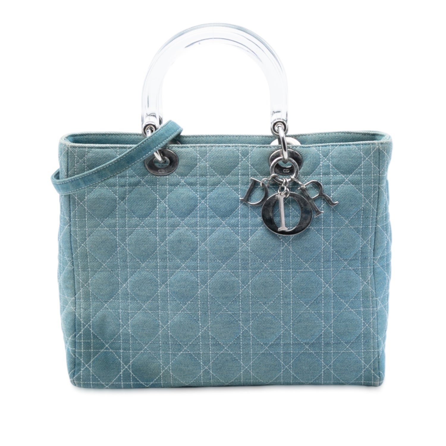 Denim Large Denim Cannage Acrylic Handles Lady Dior