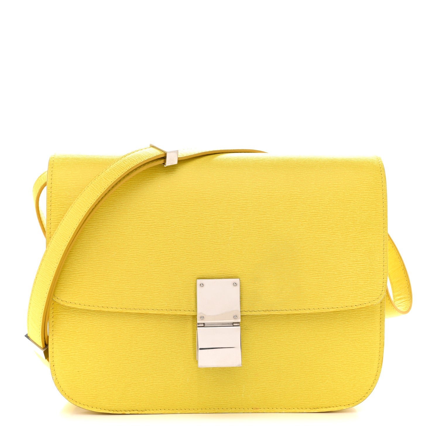 Celine Celine Liege Calfskin Medium Classic Box Flap Bag Fluo Yellow