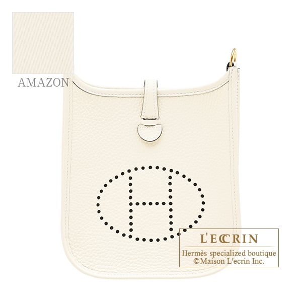 Hermes Evelyne Amazon bag TPM Cream Clemence leather Gold hardware Bandouliere 111cm