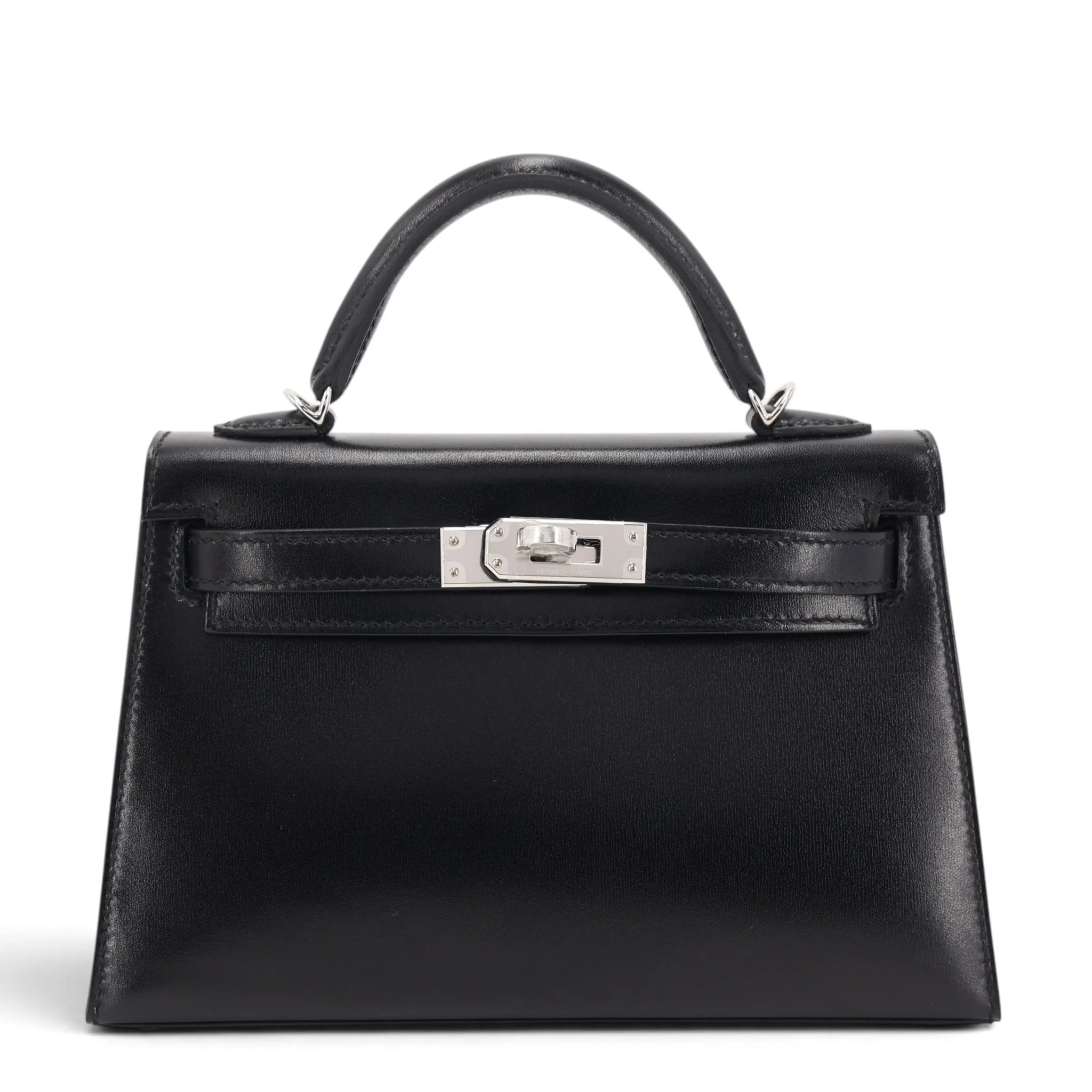 Brand New ( Rank N ) HERMÈS Mini Kelly II Noir (89) Box-calf Palladium hardware G (2026)