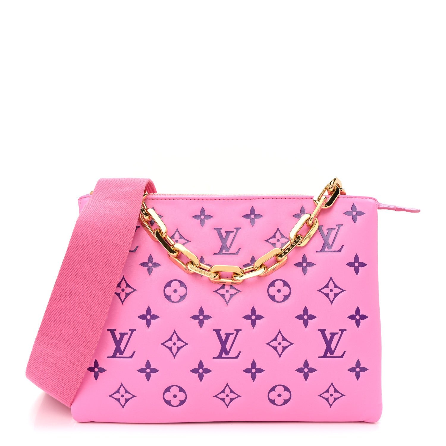 Louis Vuitton Lambskin Embossed Monogram Vuittamins Coussin PM Rose Violet