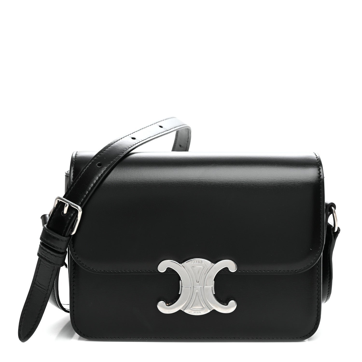 Celine Shiny Calfskin Teen Triomphe Black