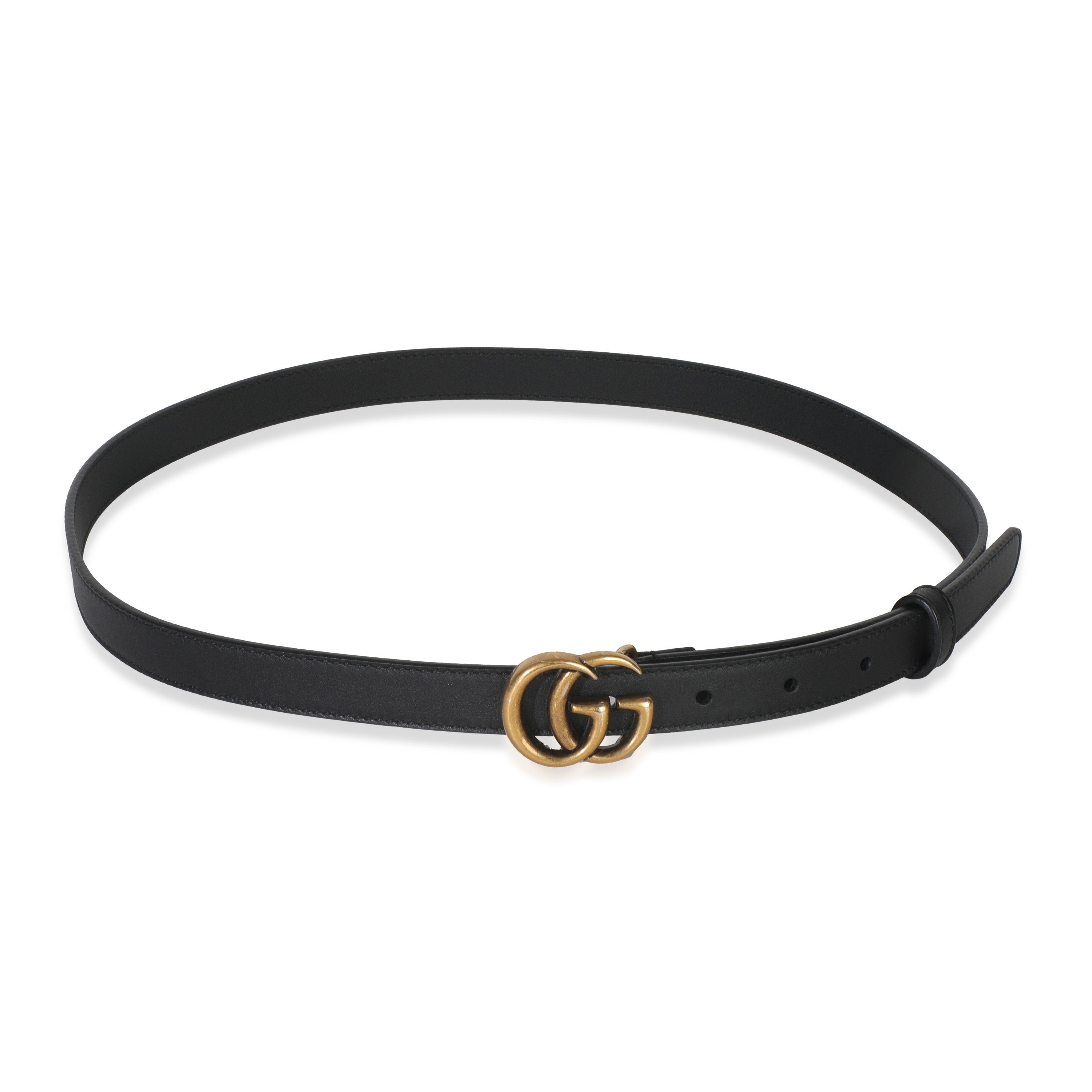 Gucci Black Calfskin Interlocking GG Marmont Thin Belt 85/34