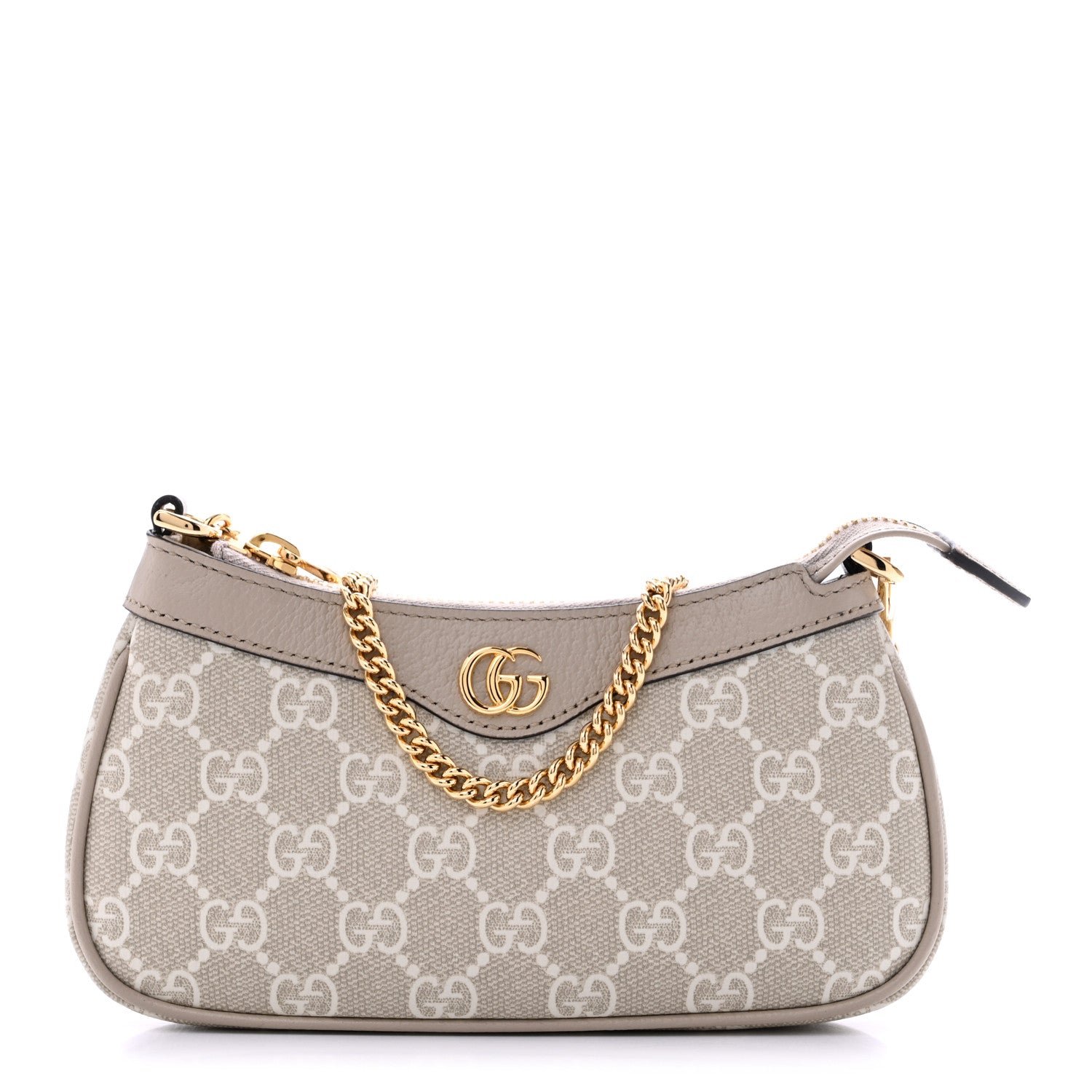 Gucci GG Supreme Monogram Textured Dollar Calfskin Web Mini Ophidia GG Handbag Beige Mystic White Oatmeal
