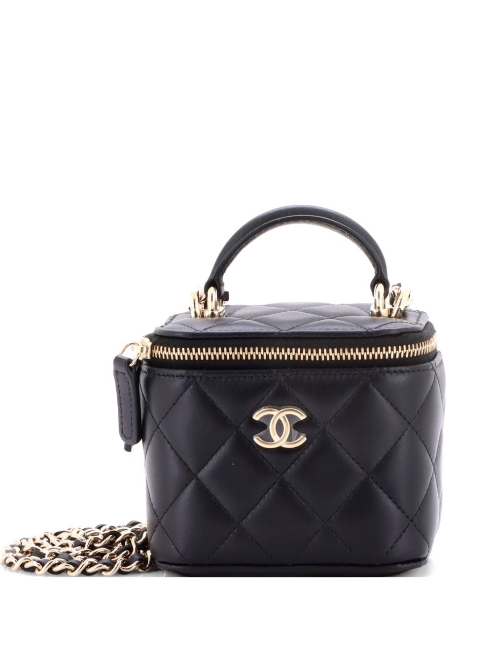 Classic Top Handle Vanity Case with Chain Quilted Lambskin Mini crossbody bag