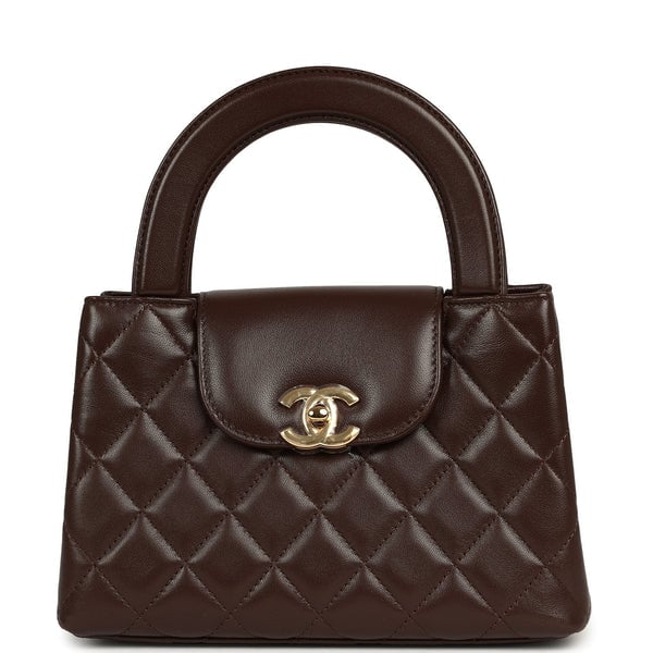 Chanel Small Kelly Shopper Dark Brown Lambskin Gold Hardware