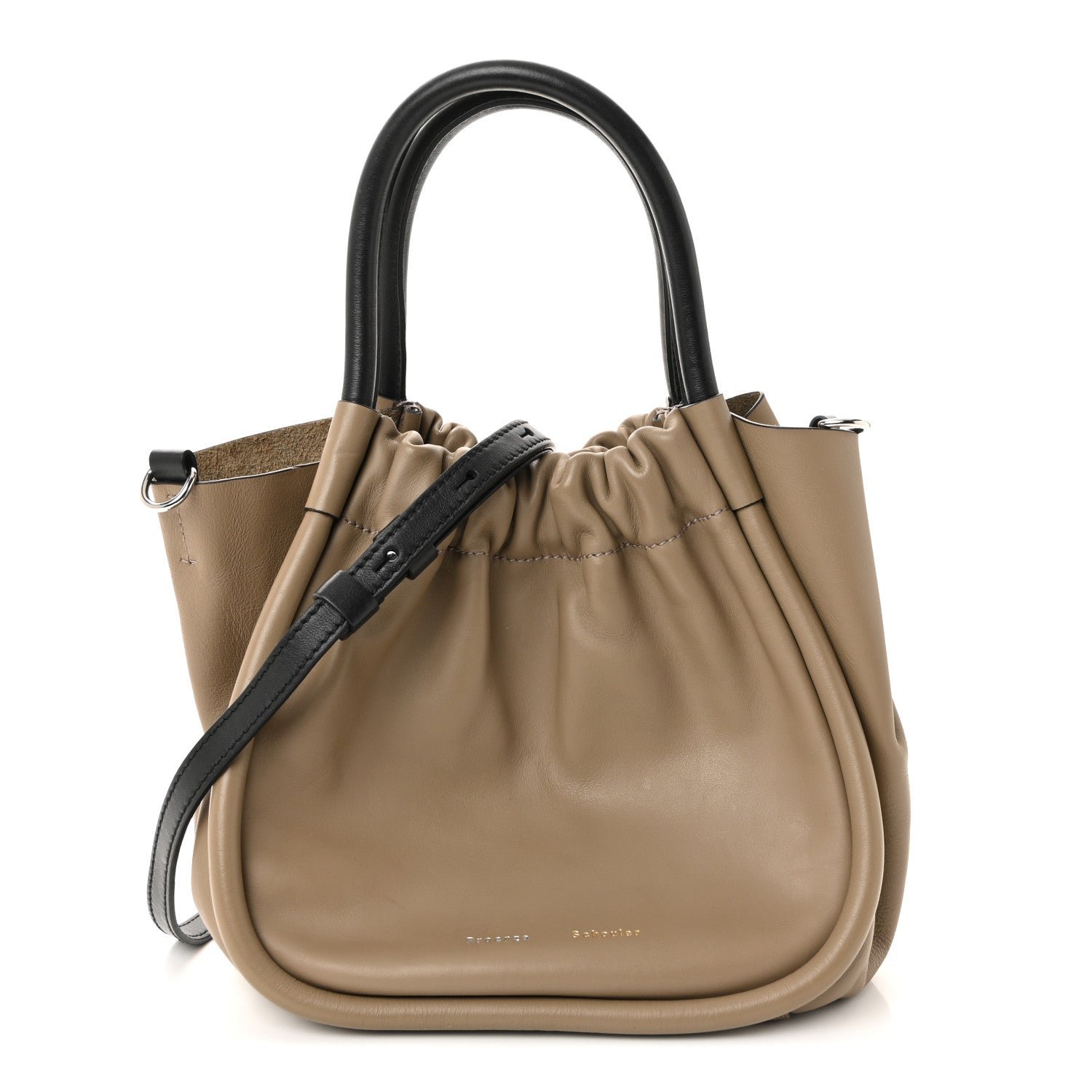 Proenza Schouler Proenza Schouler Calfskin Small Ruched Tote Beige Black