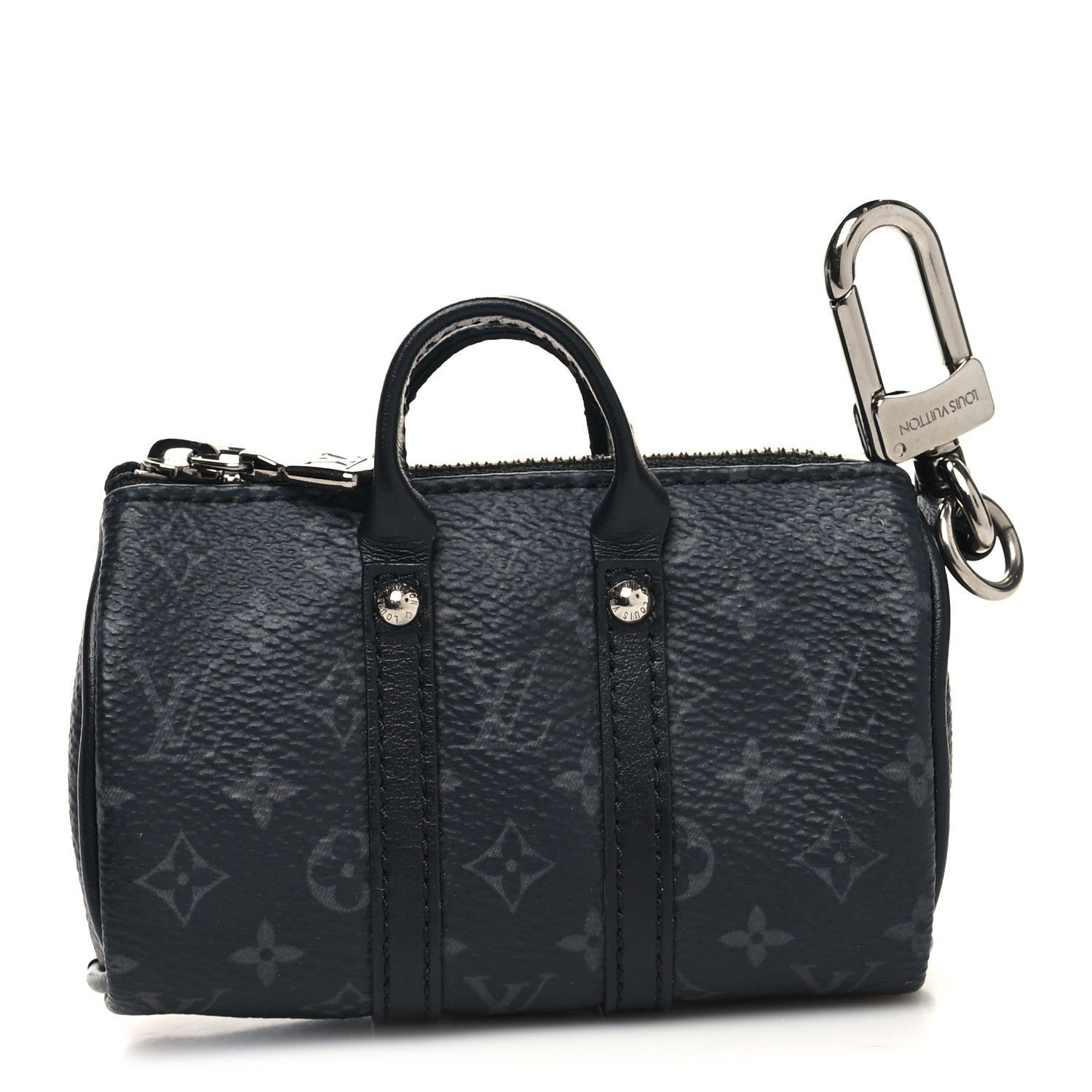 Louis Vuitton Monogram Eclipse Mini Keepall Bag Charm Key Holder Black