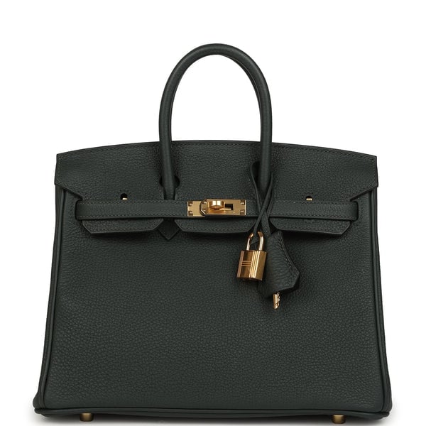 Hermes Hermes Birkin 25 Vert Fonce Togo Gold Hardware