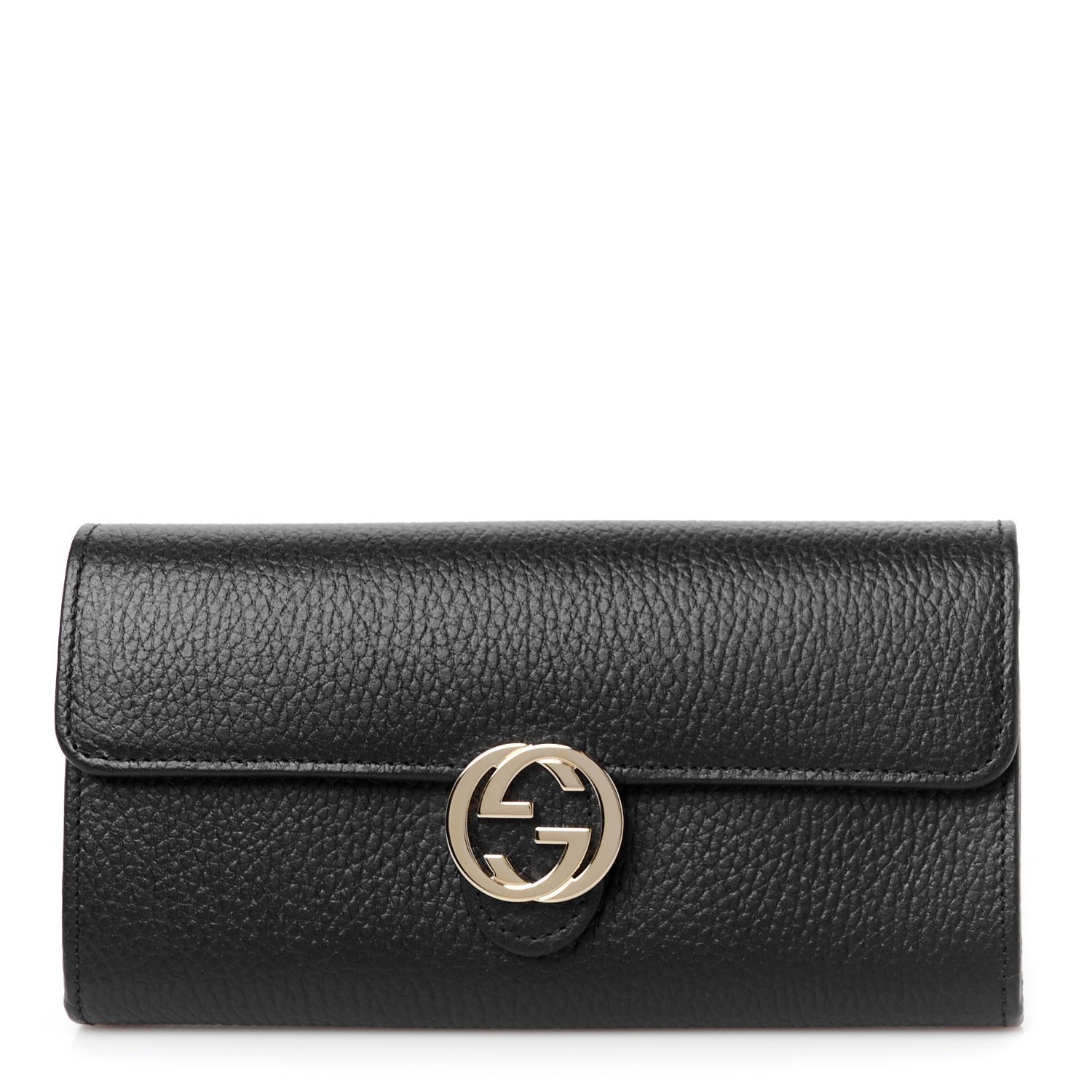 Gucci Pebbled Calfskin Icon Continental Wallet Black
