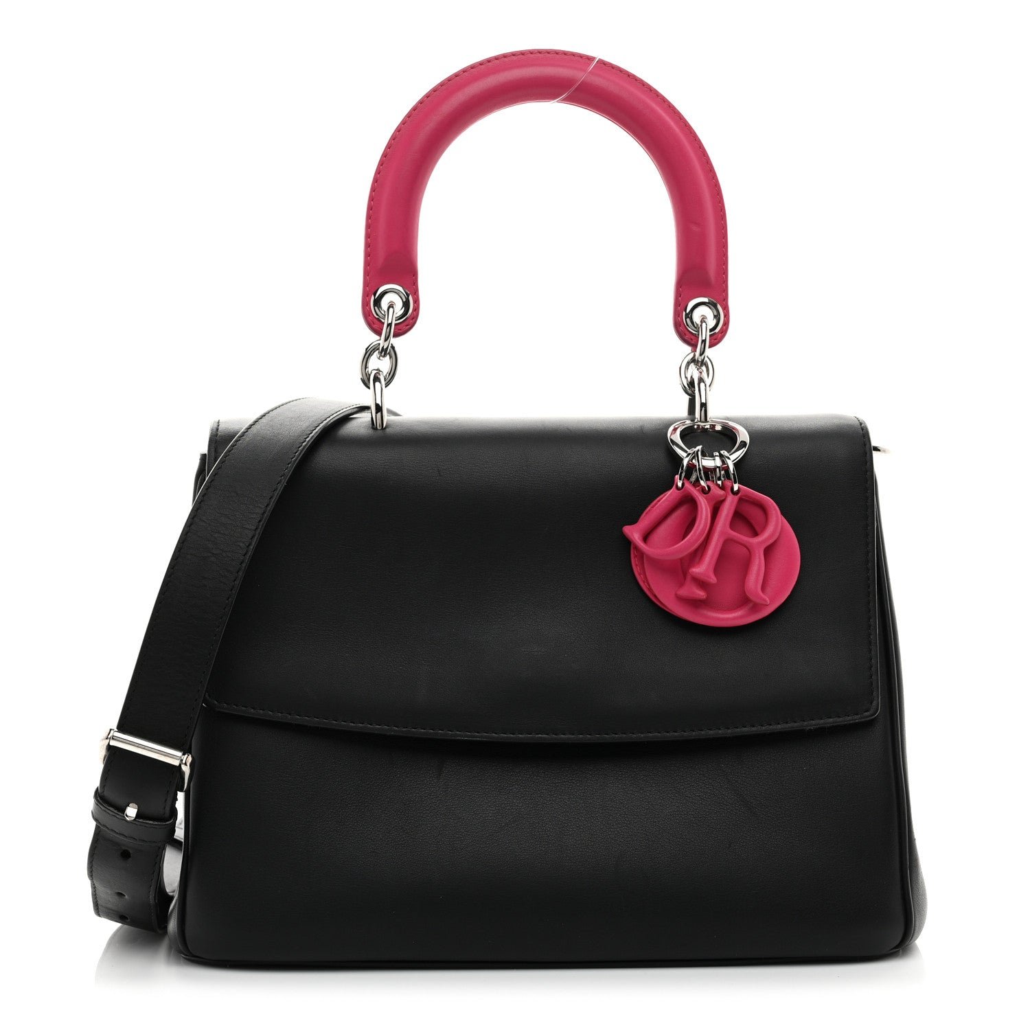 Christian Dior Smooth Calfskin Small Bi-Color Be Dior Flap Black Pink